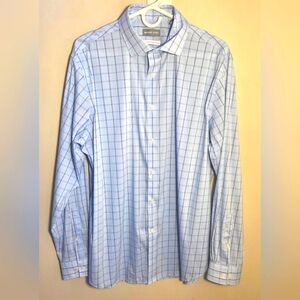 ⭐️Michael Kors Blue Checkered Shirt Size XL Slim Fit